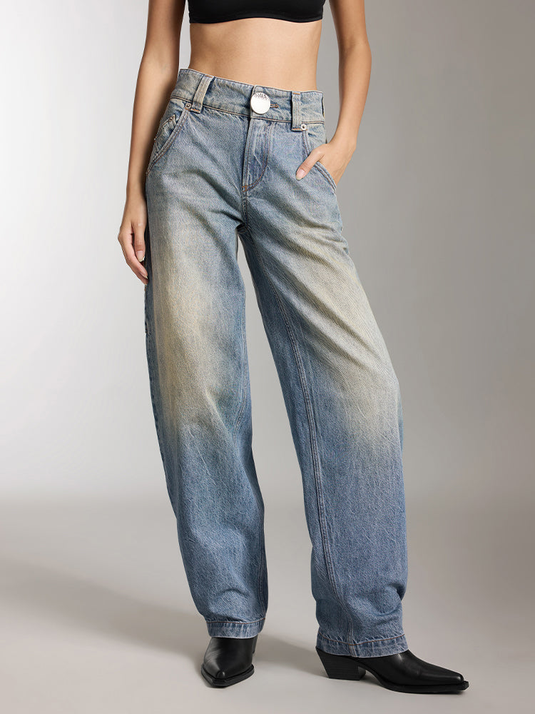 gewaschene abgenutzte cargo-jeans