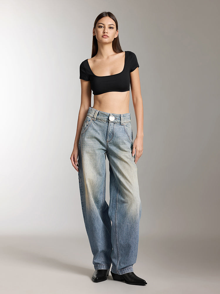 gewaschene abgenutzte cargo-jeans