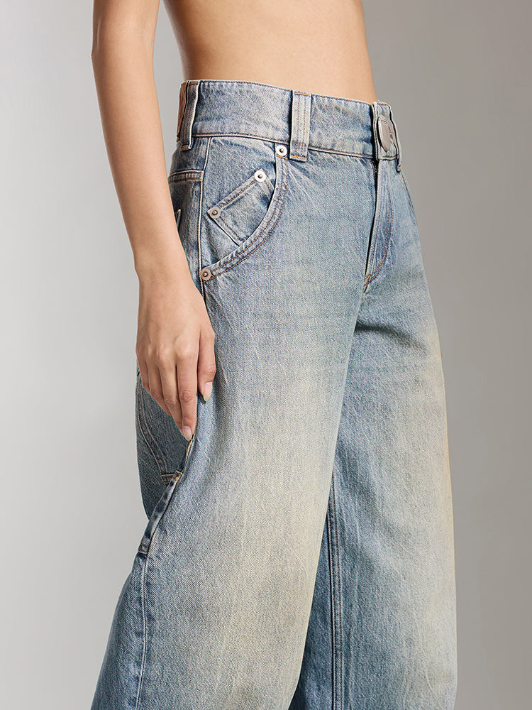 gewaschene abgenutzte cargo-jeans