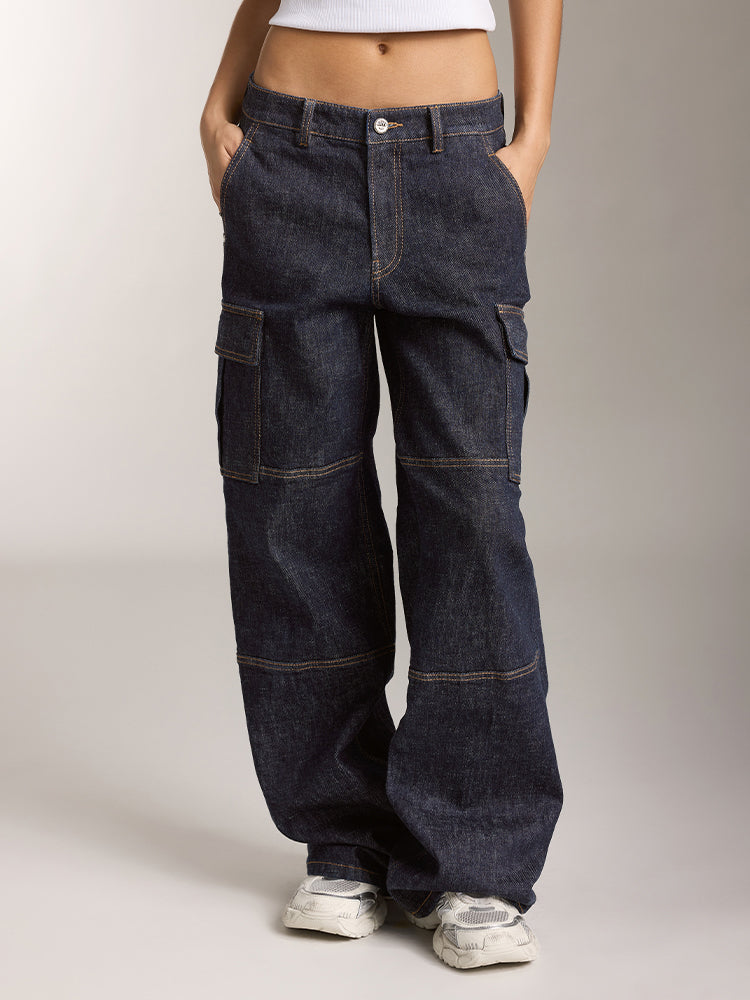 hüftjeans im cargo-stil