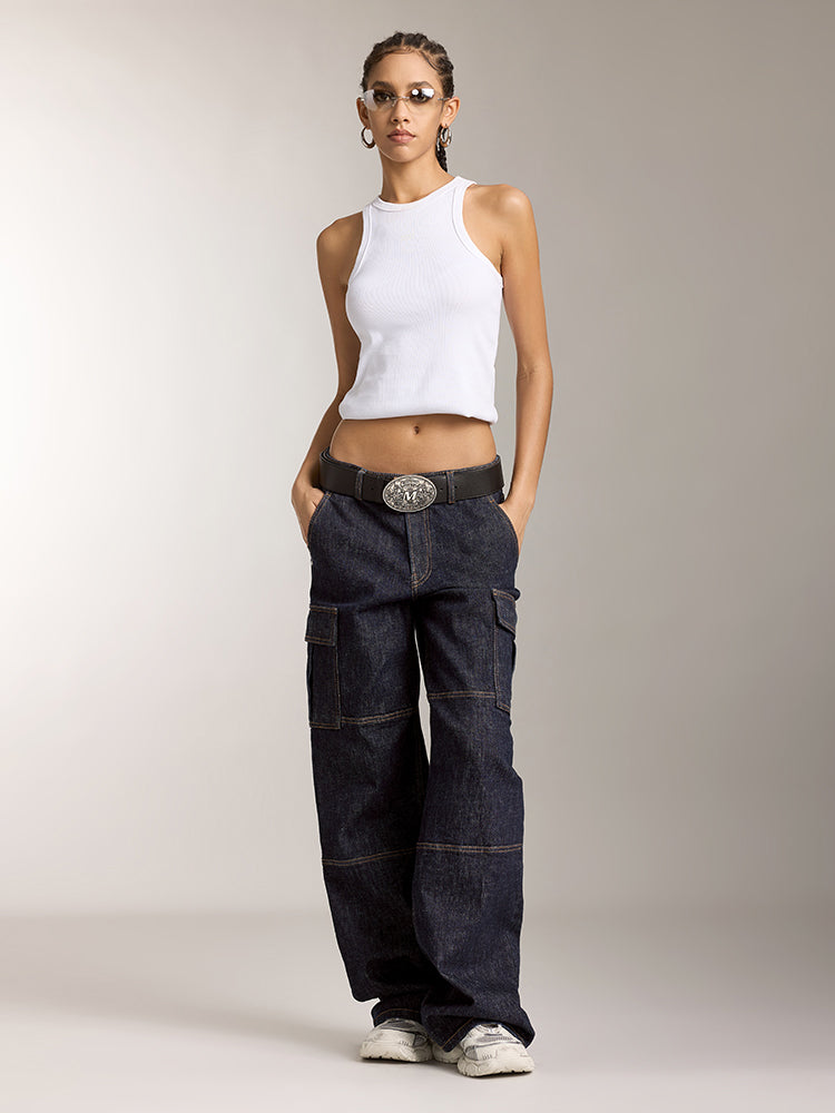 hüftjeans im cargo-stil