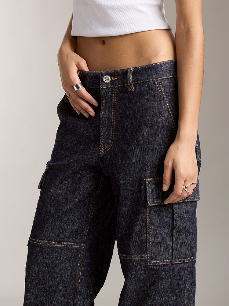 hüftjeans im cargo-stil