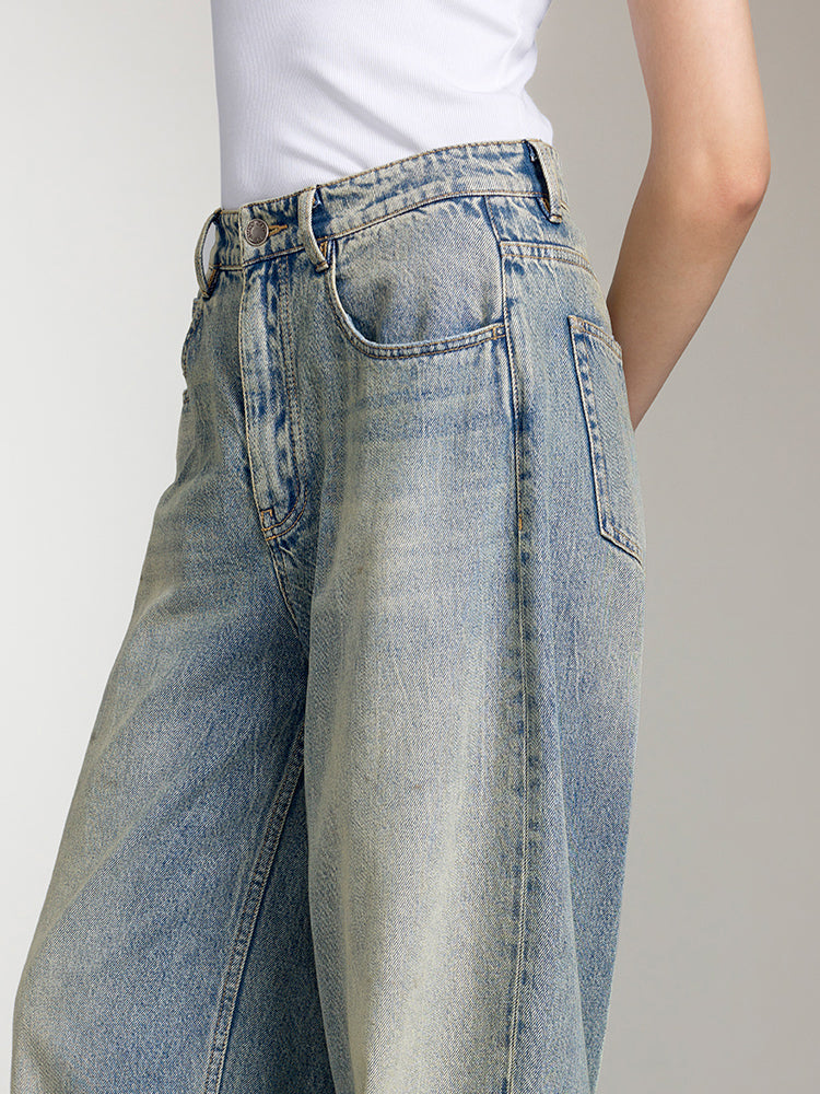 jeans mit used-look und lockerer passform