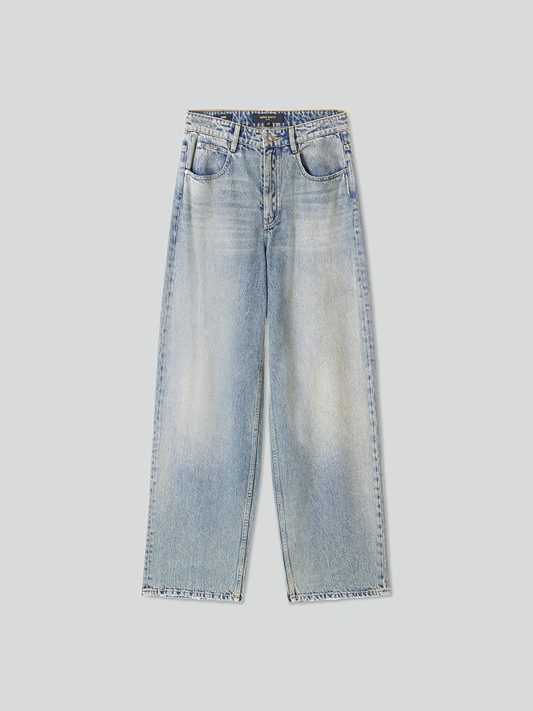 jeans mit used-look und lockerer passform