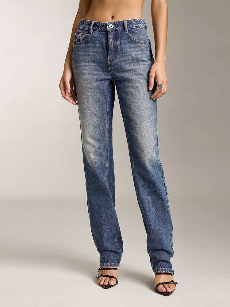 hochtaillierte jeans mit geradem schnitt