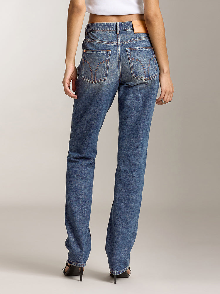 hochtaillierte jeans mit geradem schnitt