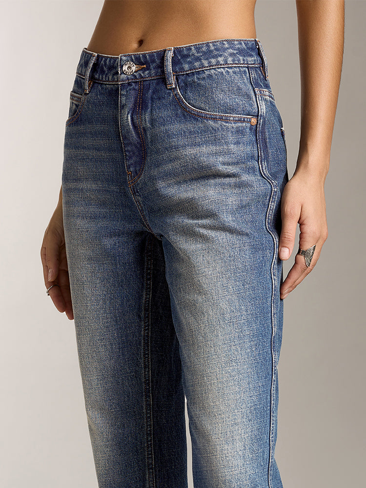 hochtaillierte jeans mit geradem schnitt