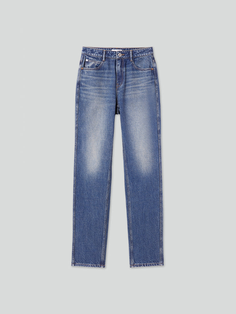hochtaillierte jeans mit geradem schnitt