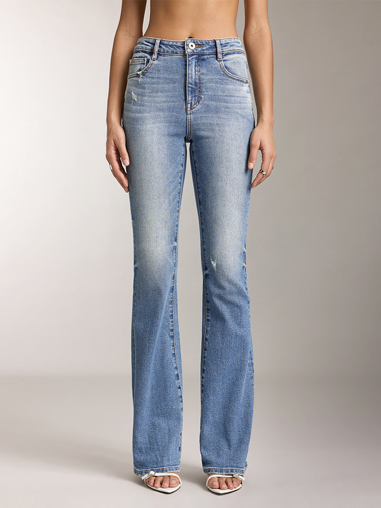 retro washed flared jeans
