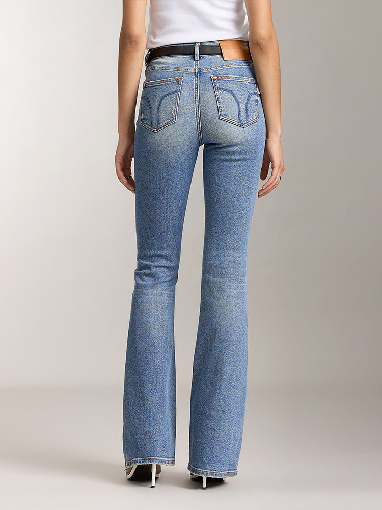 retro washed flared jeans