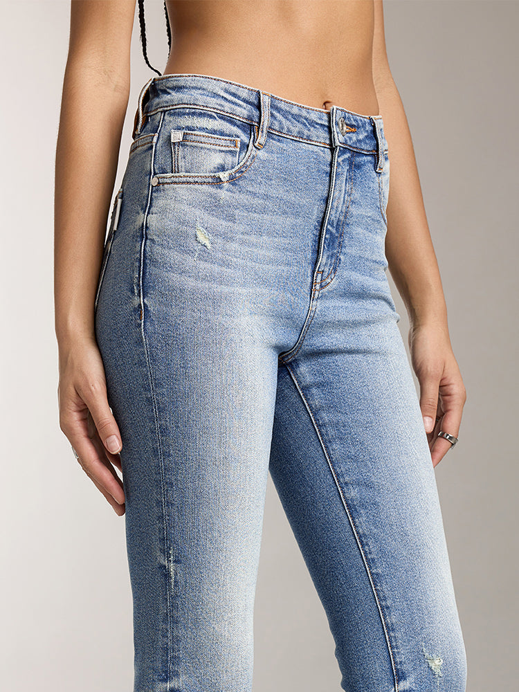 retro washed flared jeans