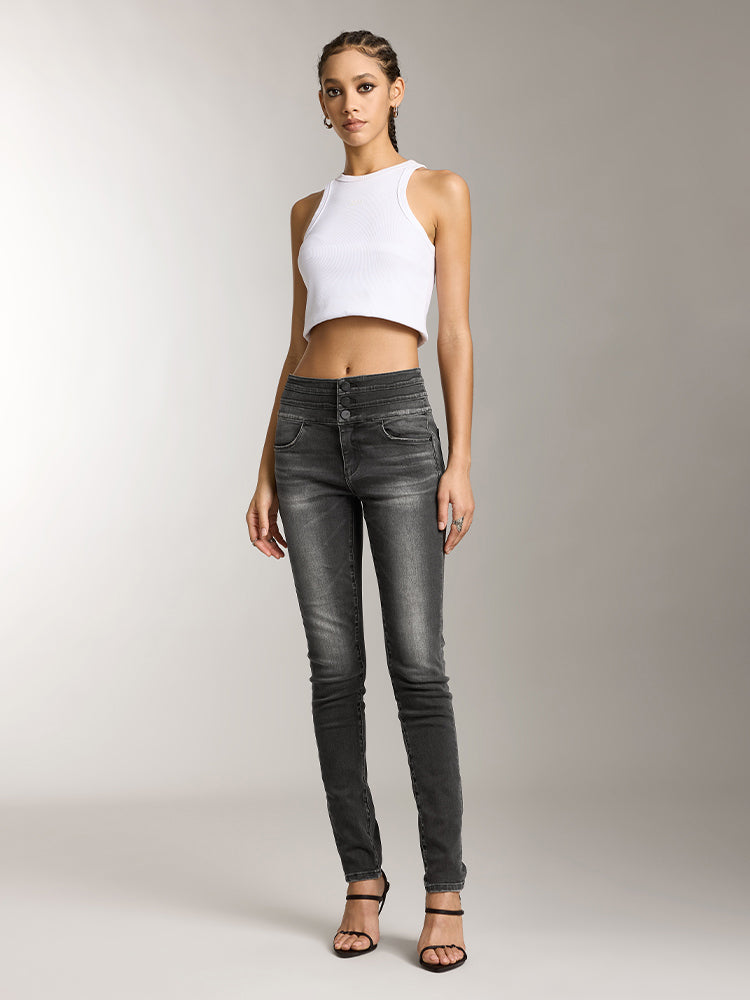 high waisted slim fit jeans
