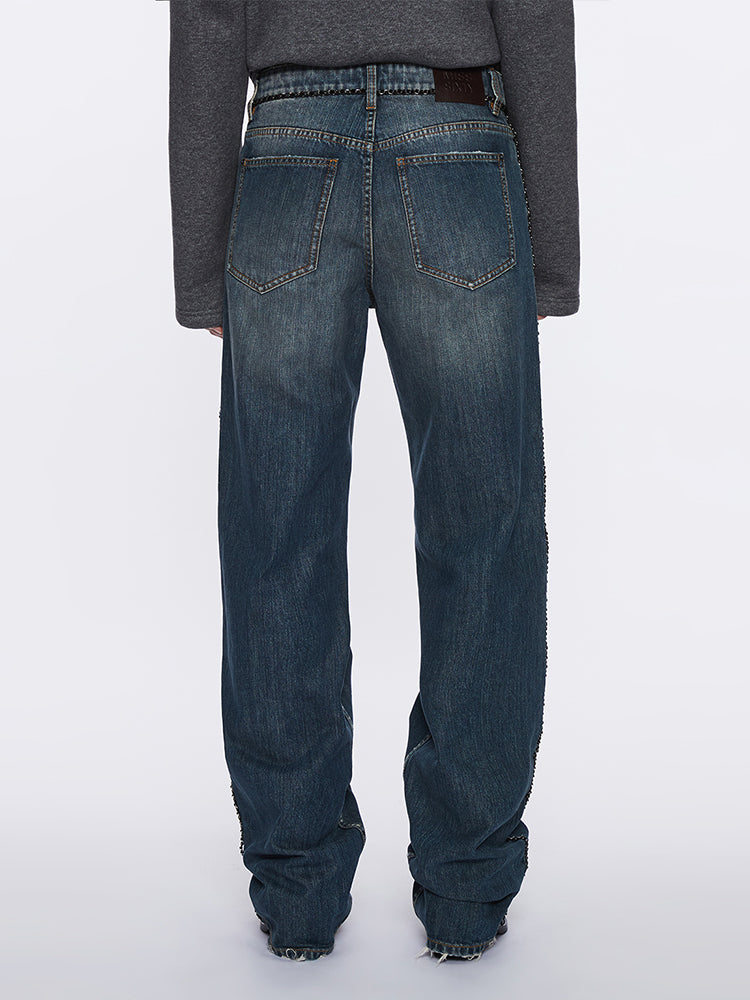 straight-leg-jeans mit kette