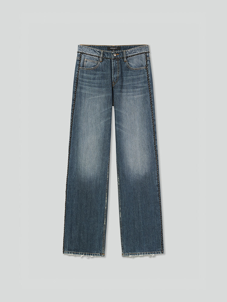 straight-leg-jeans mit kette