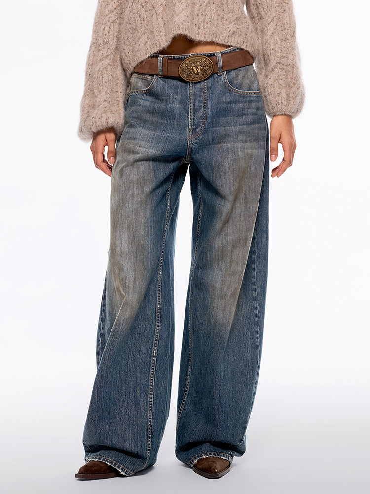 hüftjeans mit weitem bein