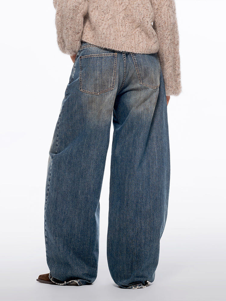 hüftjeans mit weitem bein