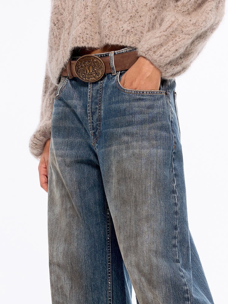 hüftjeans mit weitem bein