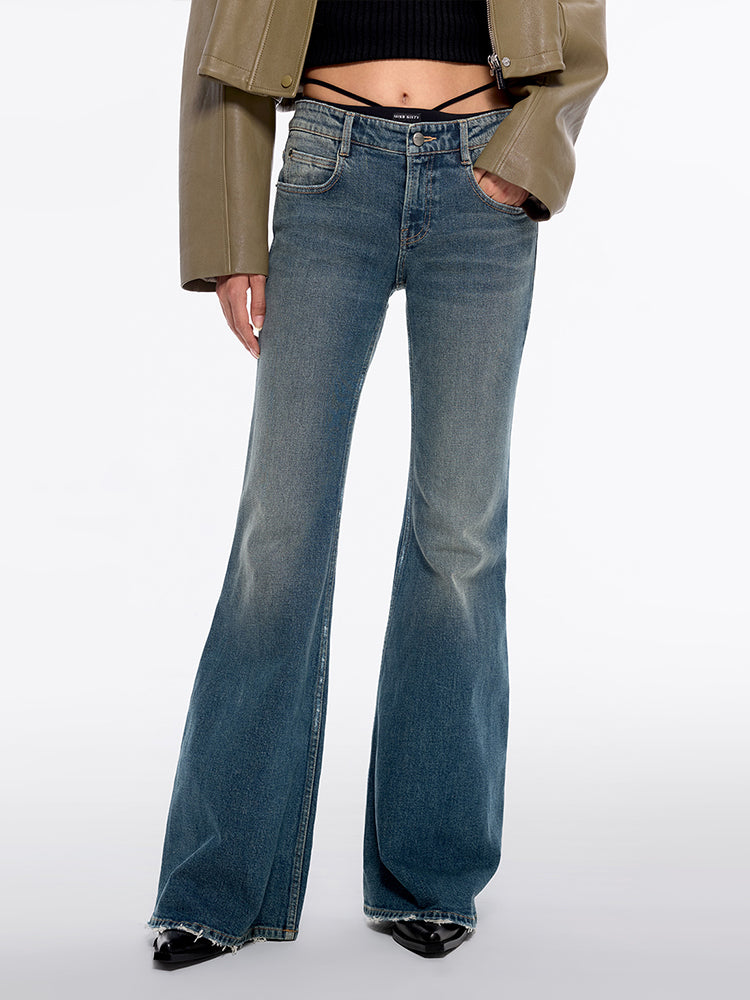 bikini-jeans mit ausgestelltem bund