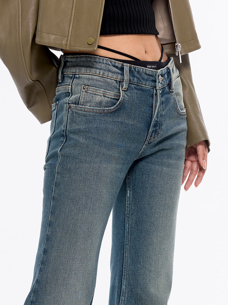 bikini-jeans mit ausgestelltem bund