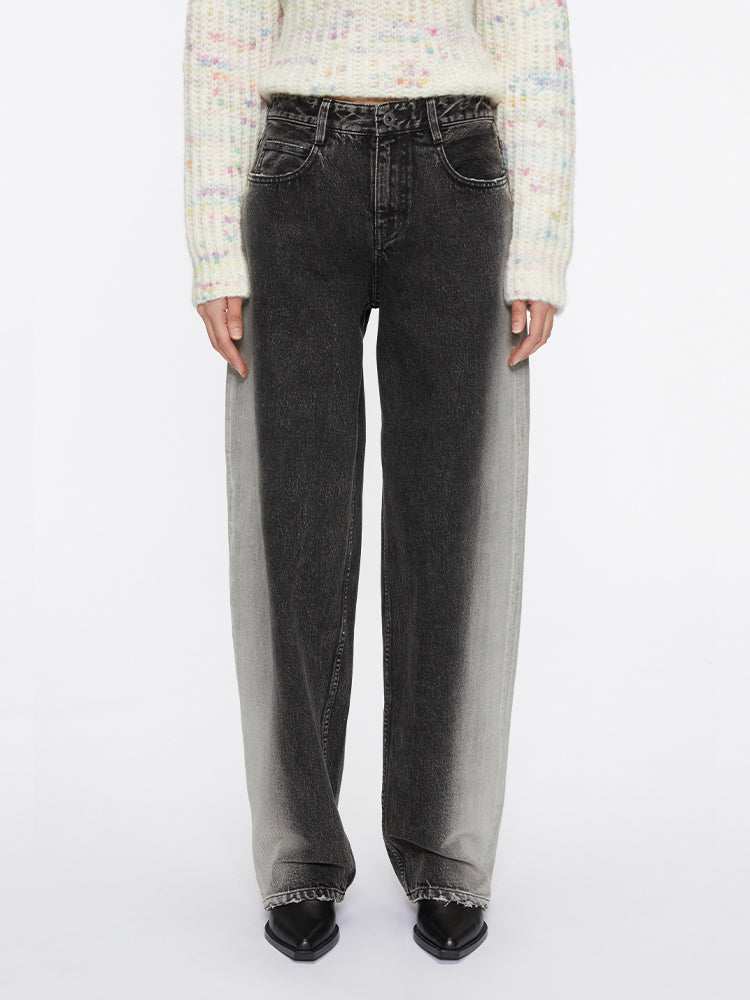jeans mit farbverlauf und geradem bein