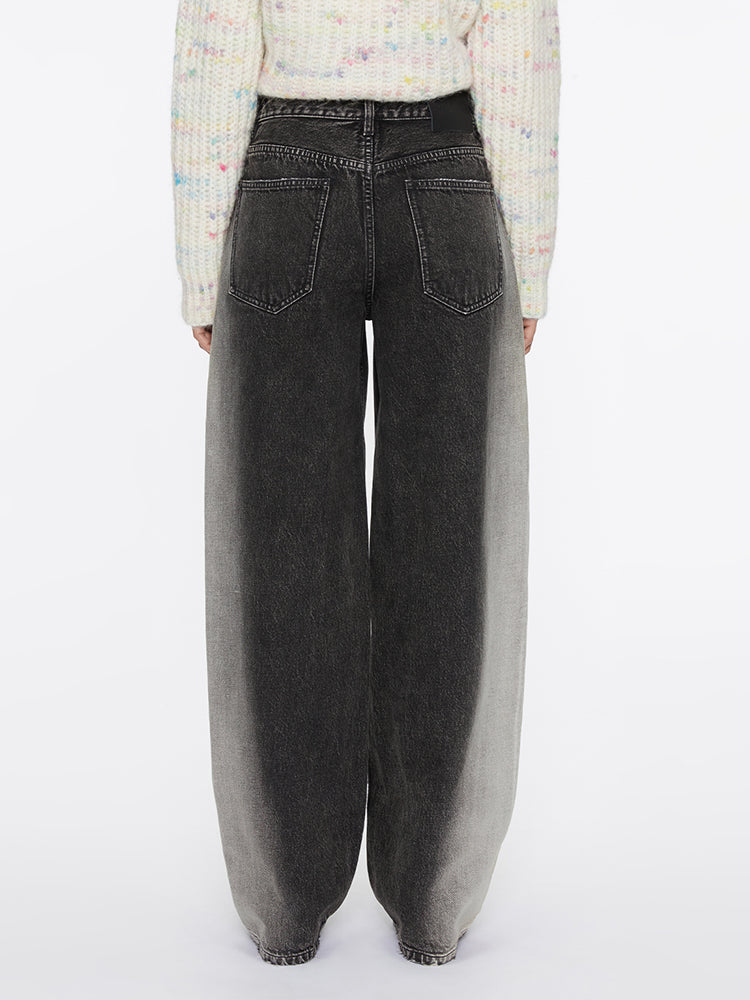 jeans mit farbverlauf und geradem bein