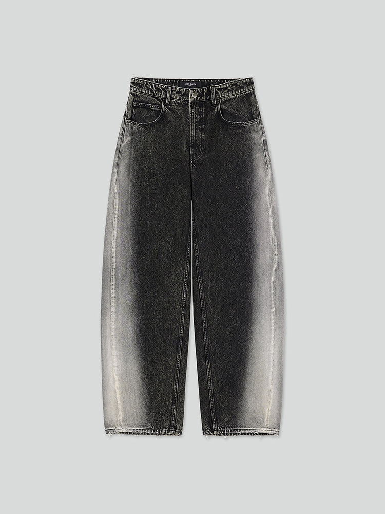 jeans mit farbverlauf und weitem bein
