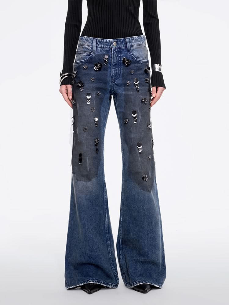 perlenbesetzte schlagjeans