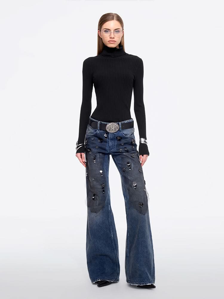 perlenbesetzte schlagjeans