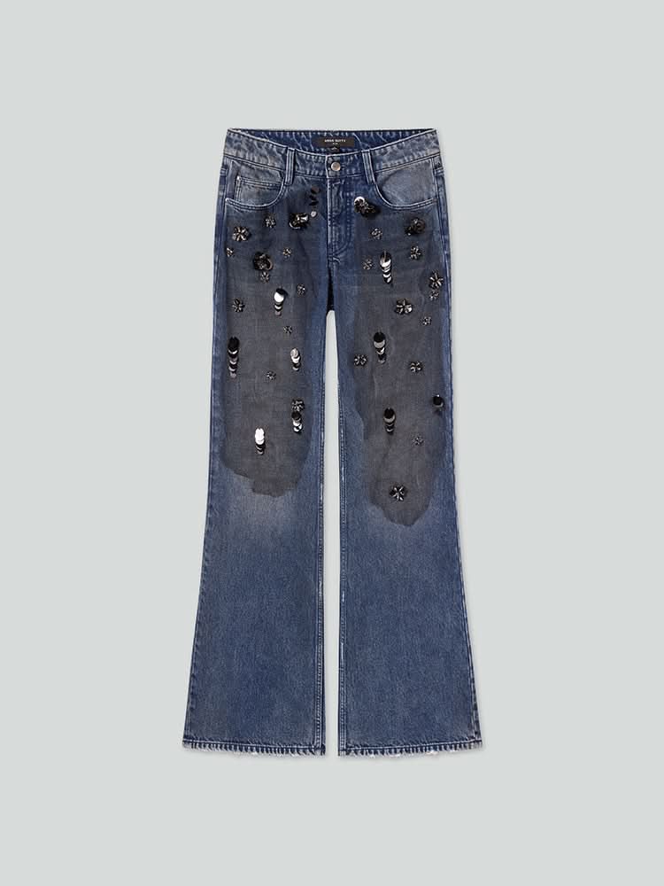 perlenbesetzte schlagjeans