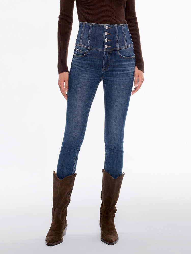 hochtaillierte slim-fit-jeans aus kaschmirmischung