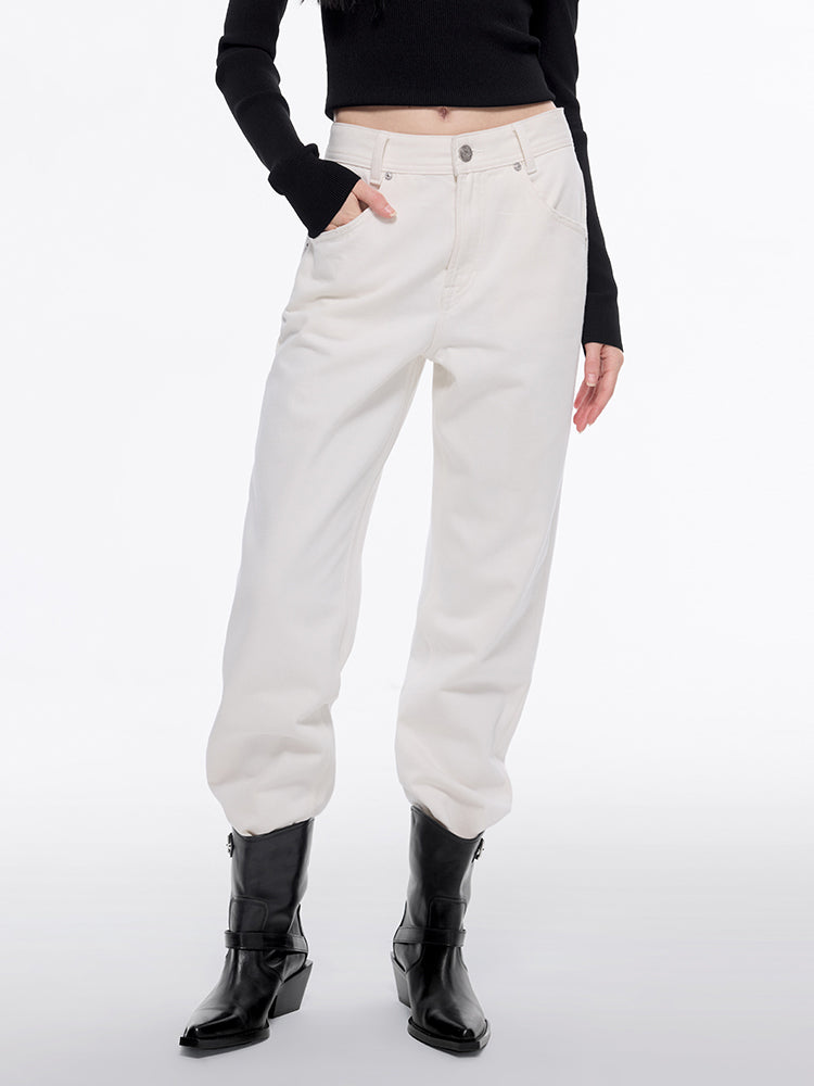 weiße low-rise-jeans aus kaschmirmischung