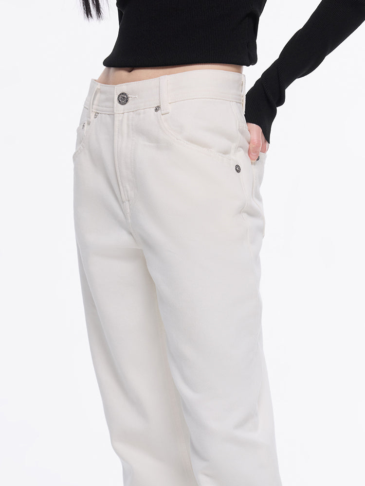 weiße low-rise-jeans aus kaschmirmischung