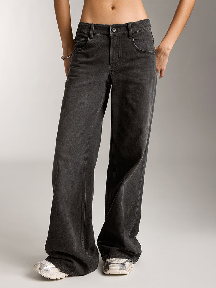 low-rise wasteland jeans in schwarz