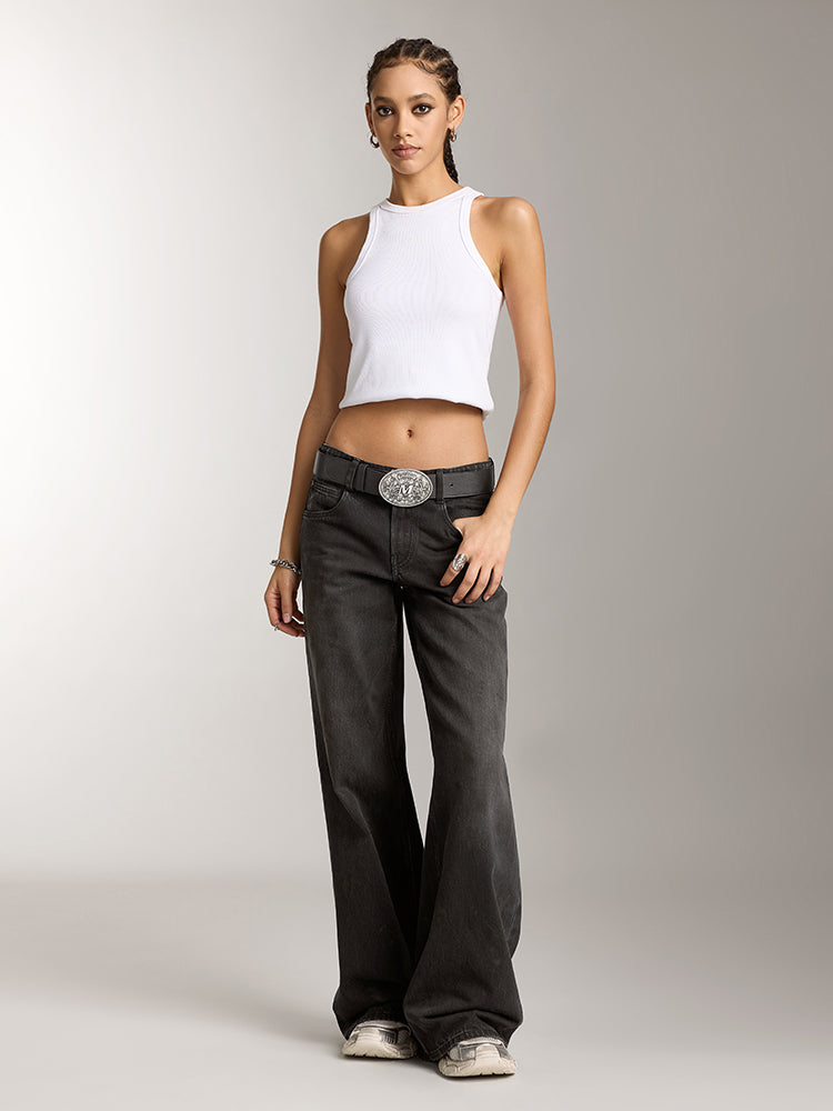 low-rise wasteland jeans in schwarz