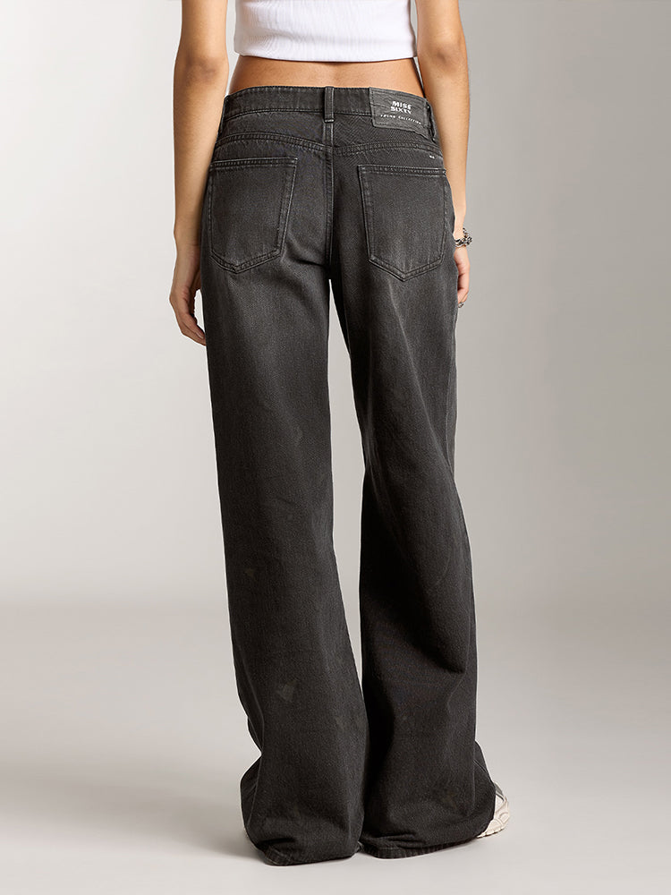 low-rise wasteland jeans in schwarz