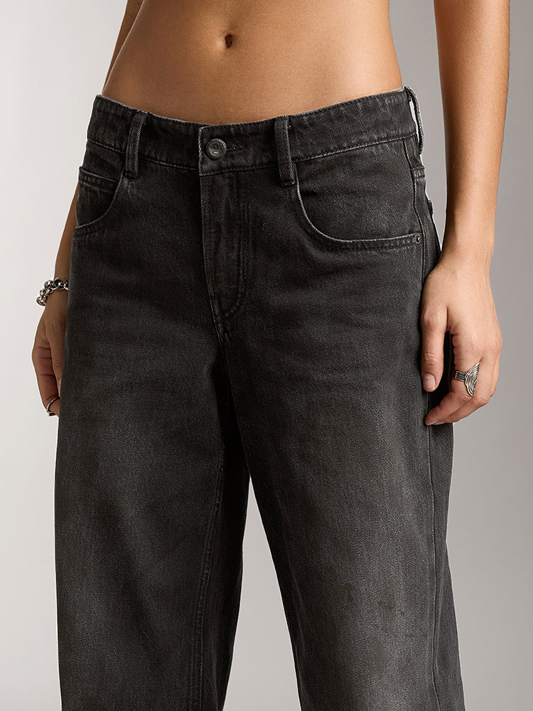 low-rise wasteland jeans in schwarz