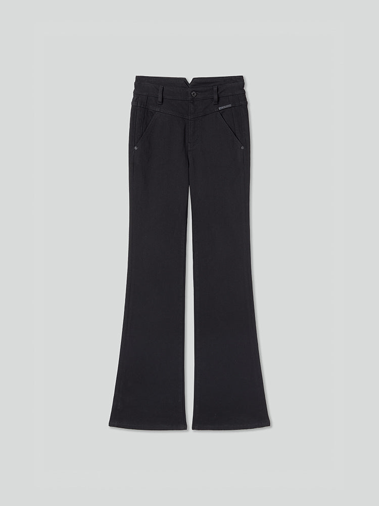 v-förmige hochtaillierte schlagjeans