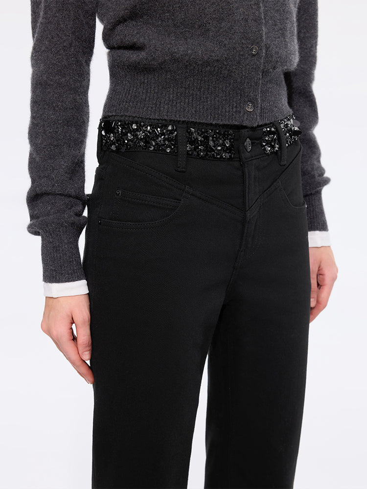 perlenbesetzte schlagjeans