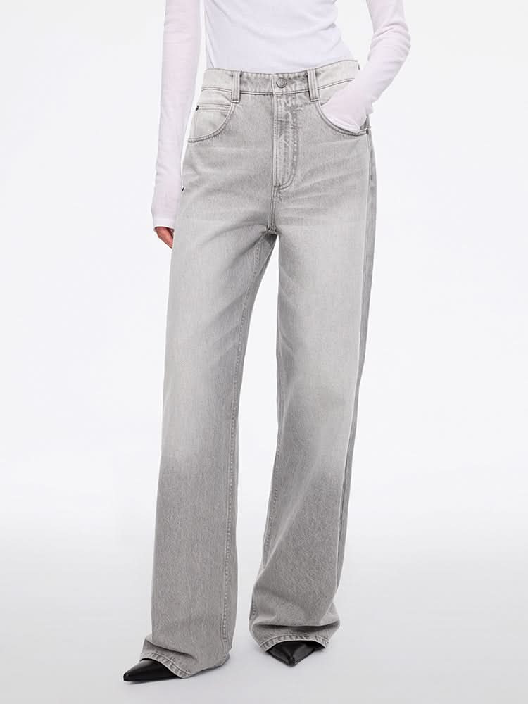 high waisted wide-leg jeans