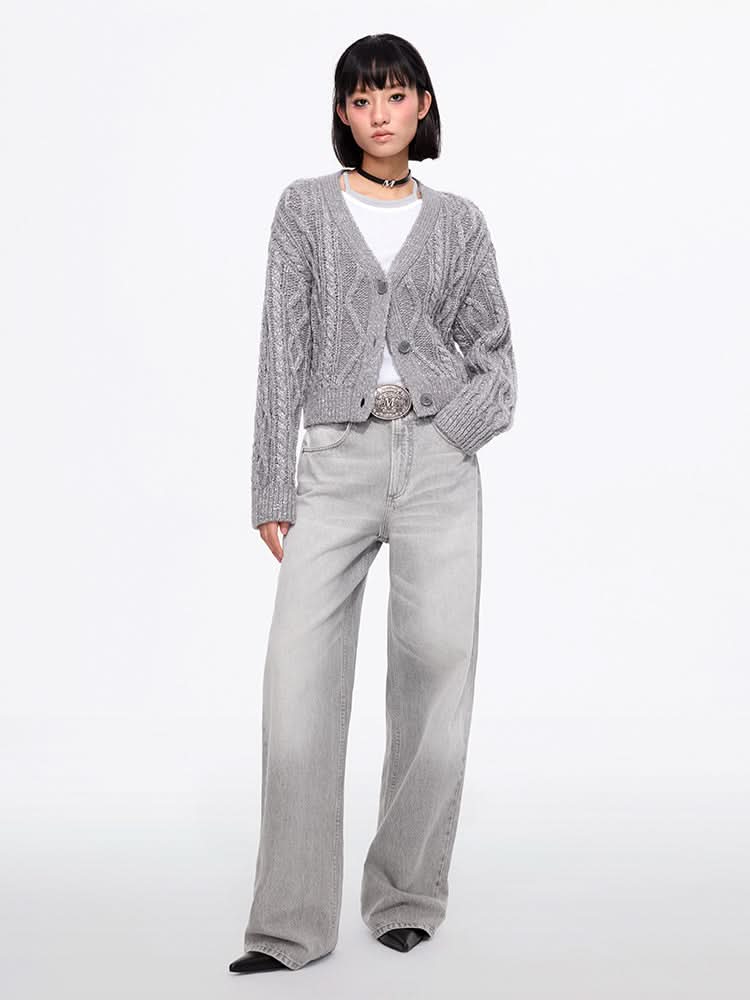 high waisted wide-leg jeans