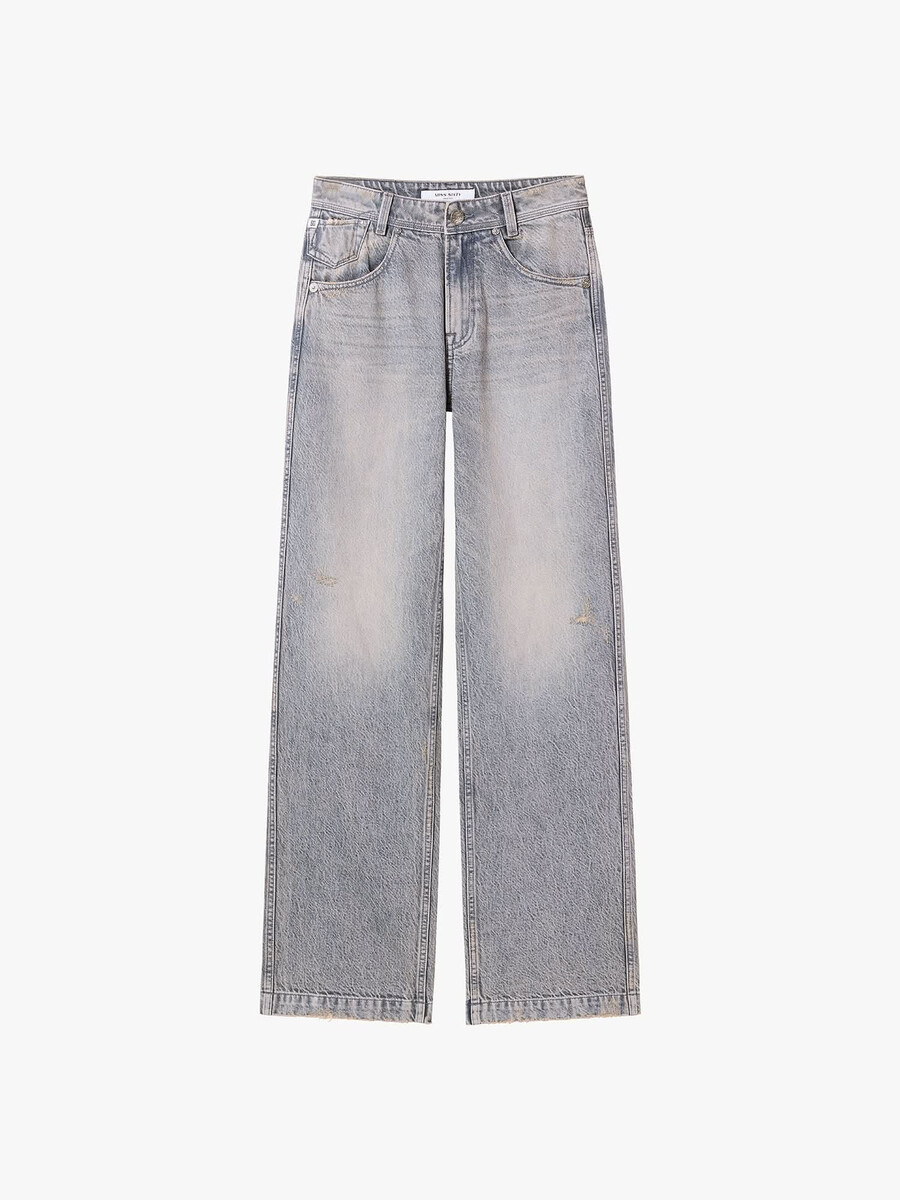 hellgraue jeans mit geradem bein