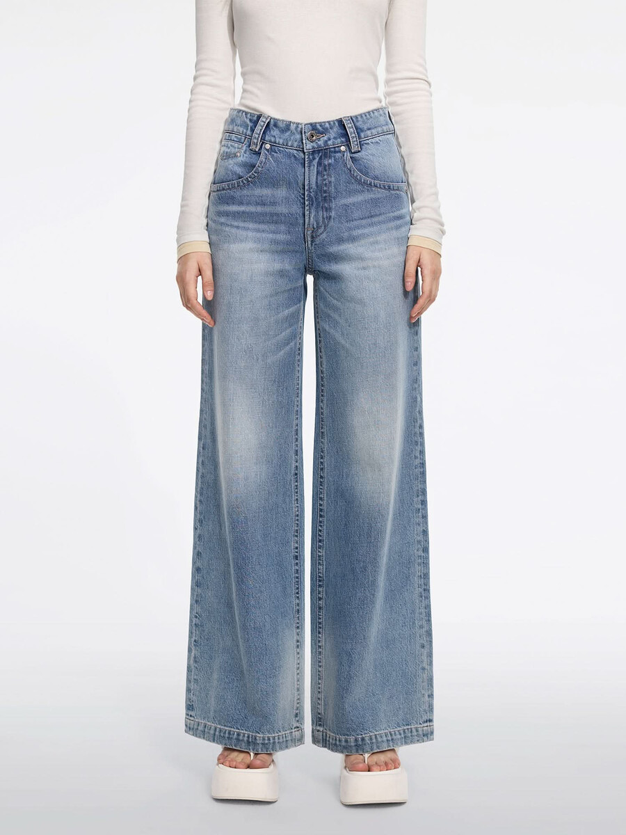 vintage mid-rise flared jeans-flm
