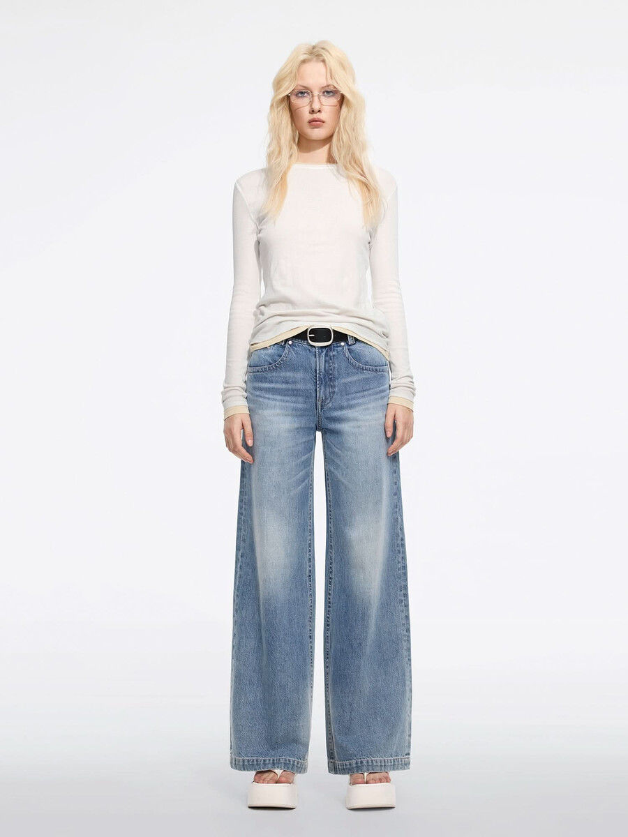 vintage mid-rise flared jeans-flm
