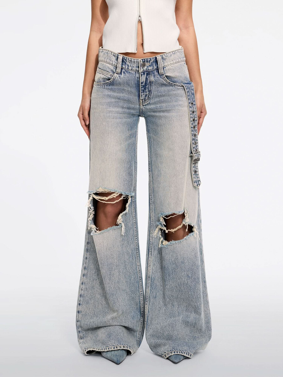 zerrissene jeans mit geradem bein