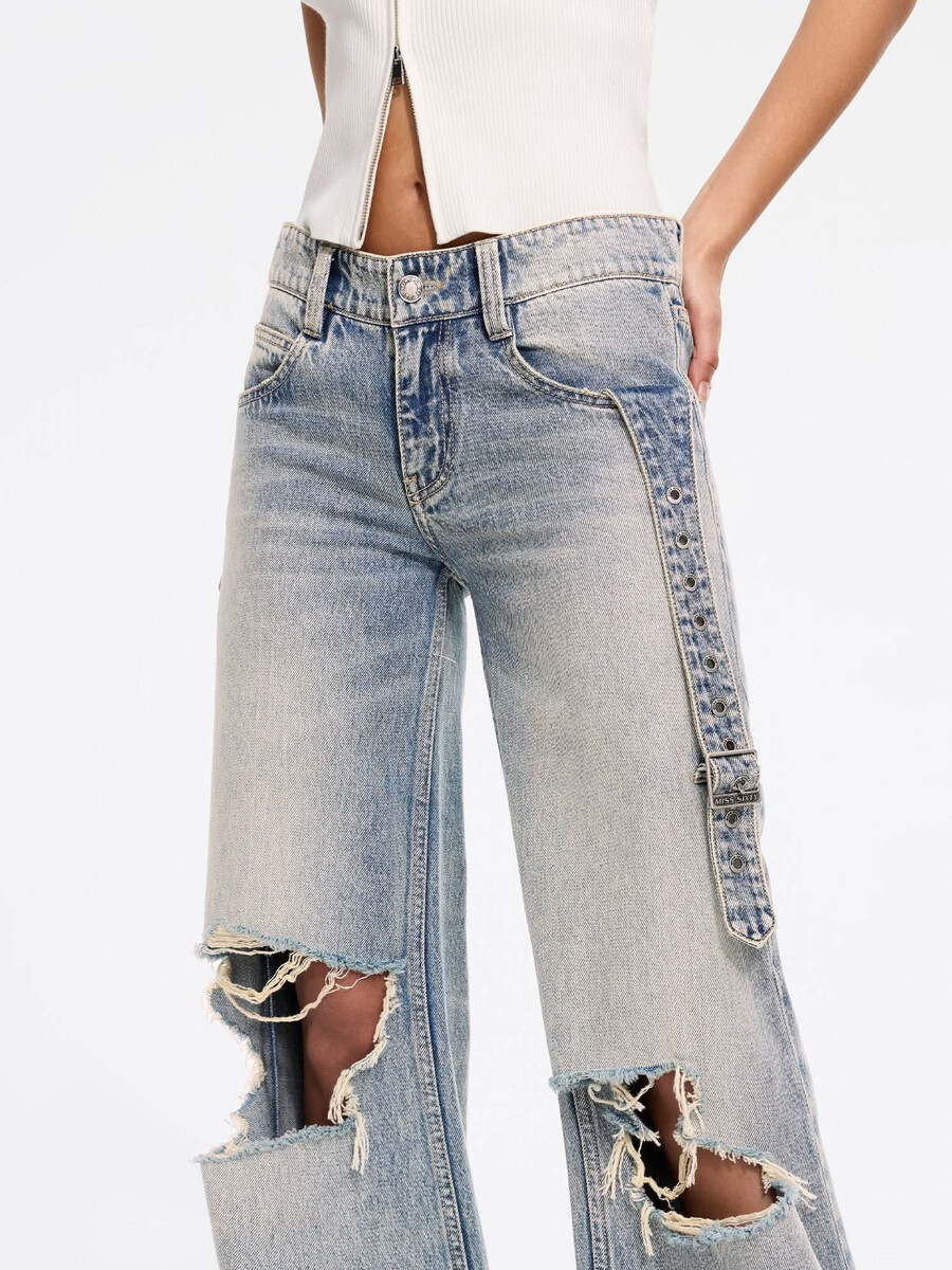 zerrissene jeans mit geradem bein