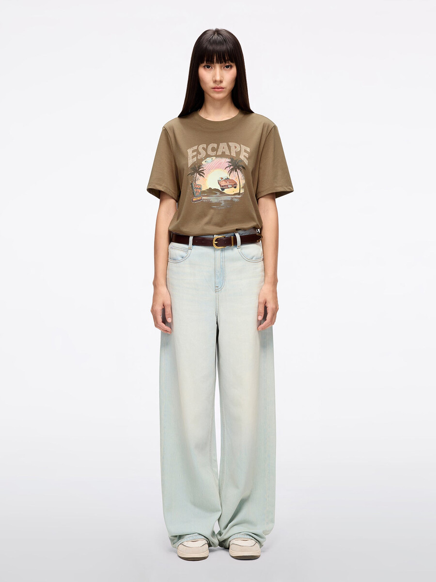 lässige jeans mit weitem bein