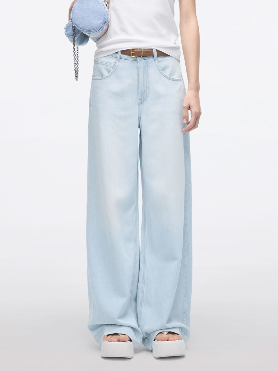 weitbeinige jeans mit mittelhohem bund
