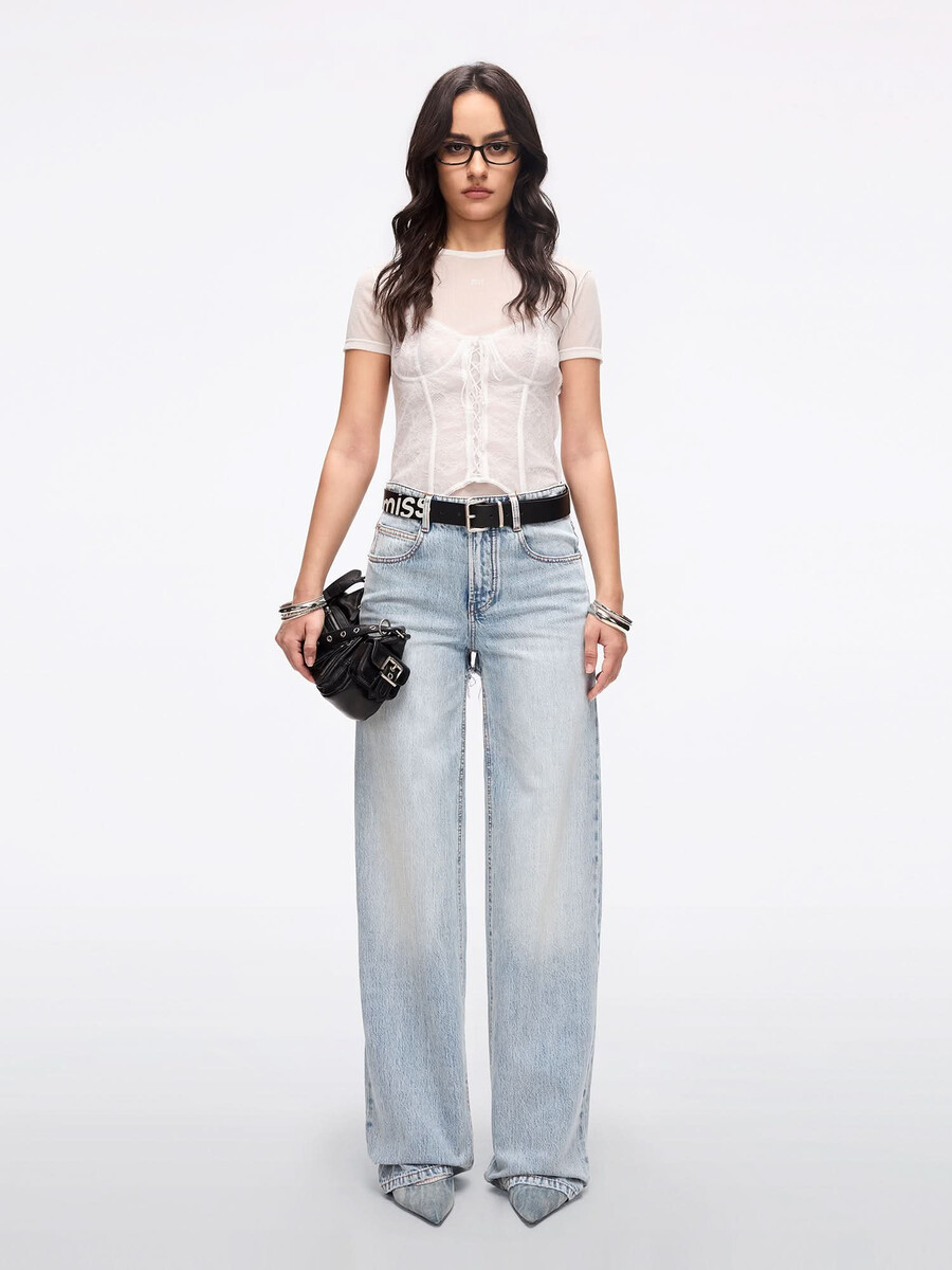 zerrissene jeans mit geradem bein