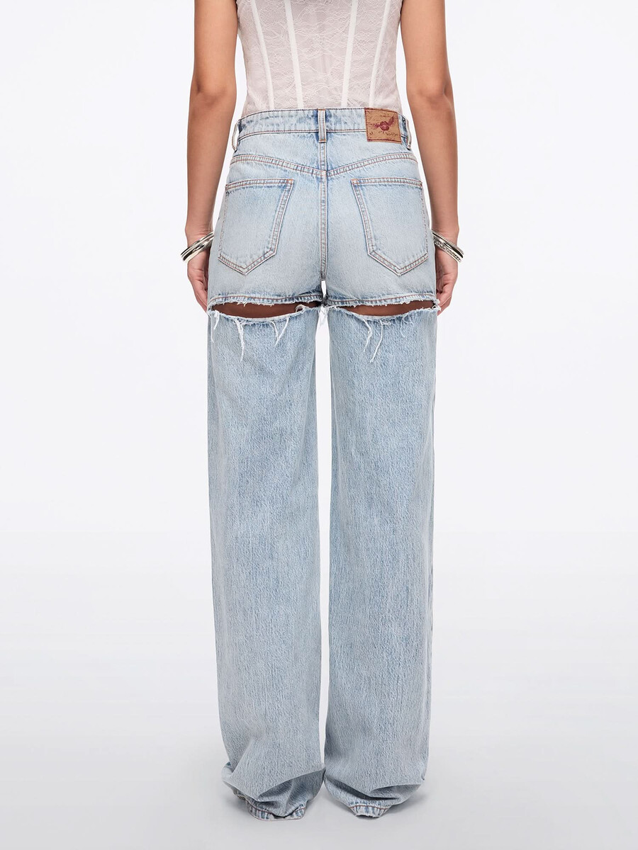 zerrissene jeans mit geradem bein