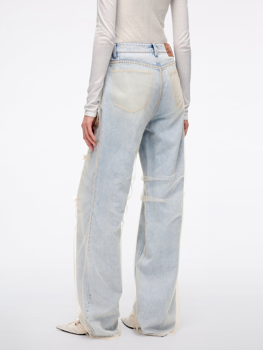 jeans mit mesh-einsatz und geradem bein